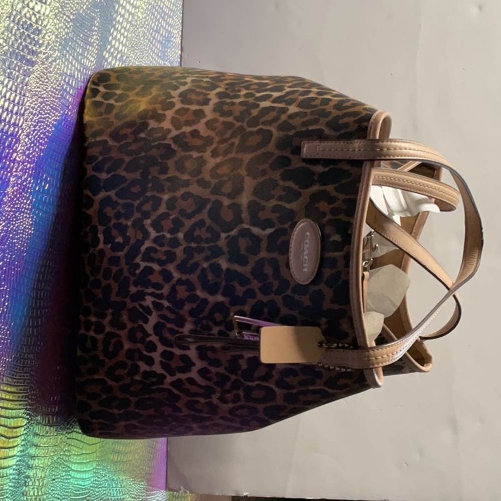 Coach Leopard Print Tote Bag - Brown